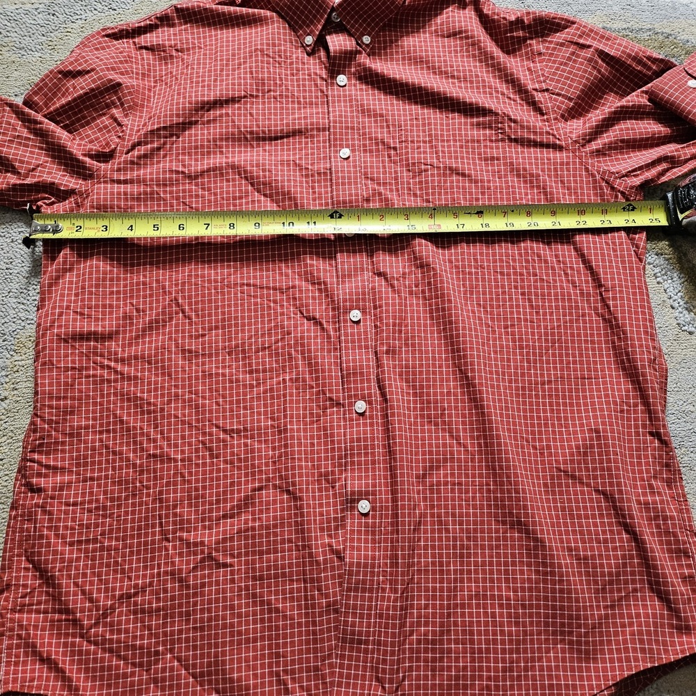 LL Bean Traditional Fit Long Sleeve Button Down Red Check Mens Large - Picture 11 of 11